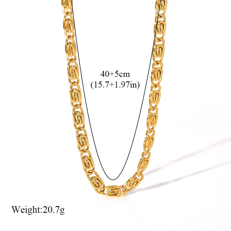 316L Stainless Steel Metal Chain Necklace For Women Fashion 18K Gold Plated Neck Chain Waterproof Jewelry Lady Gift