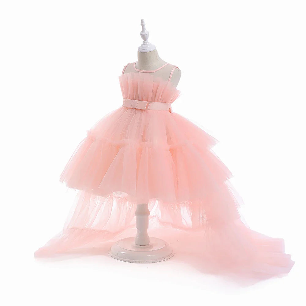 Elegant Tulle Bridesmaids Party Girls Dresses Summer Baptism Birthday Wedding Prom Princess Dress for Girl Christmas Kids Clohes