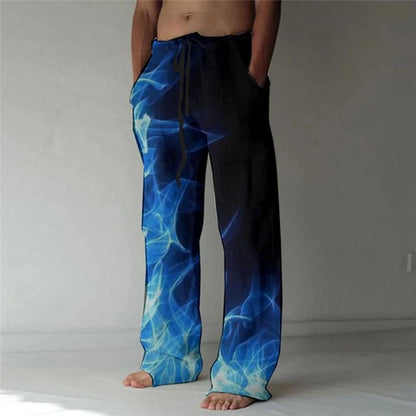 Men's Trousers Summer Pants Beach Pants Drawstring Elastic Waist flame 3D Print Graffiti Comfort Casual Daily Holiday Streetwear
