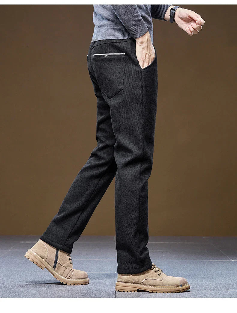 Men's Winter Velvet Casual Pants Thickened Warm Slim Fit Comfortable Solid Color Trousers Korean Fleece  Fashion Outdoor Jogging