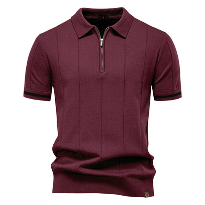 Men's Solid Color Sport Zipper Polo Shirt Athletic Social Polo Shirts for Men Office Slim Fit Polo