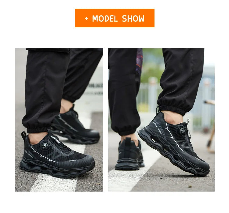 Rotary Button Design for Professional Use Men's Safety Work Shoes Anti-Impact Anti-Piercing Fashionable Sports Style