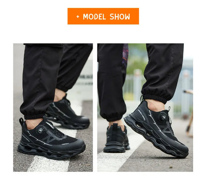 Rotary Button Design for Professional Use Men's Safety Work Shoes Anti-Impact Anti-Piercing Fashionable Sports Style