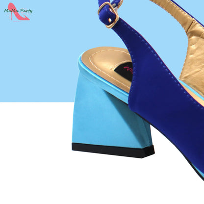 Design Italian Women Shoes and Bag Set in Green Color High Quality Comfortable Heels with Appliques for Wedding