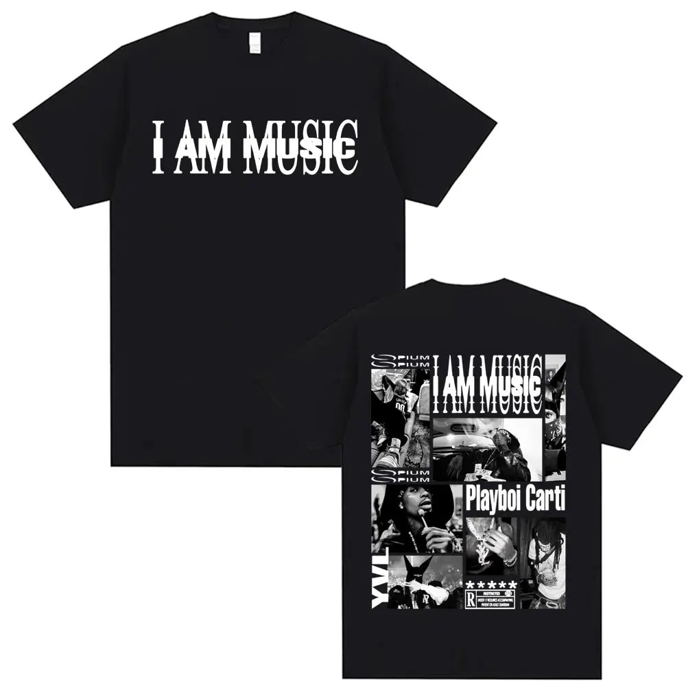 Playboi Carti I AM MUSIC Album Gothic Hip Hop T-Shirt for Men Unisex Summer O-Neck Street Fashion Top Tees