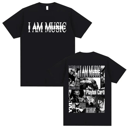Playboi Carti I AM MUSIC Album Gothic Hip Hop T-Shirt for Men Unisex Summer O-Neck Street Fashion Top Tees