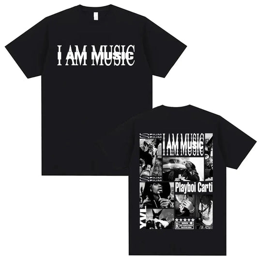 Playboi Carti I AM MUSIC Album Gothic Hip Hop T-Shirt for Men Unisex Summer O-Neck Street Fashion Top Tees