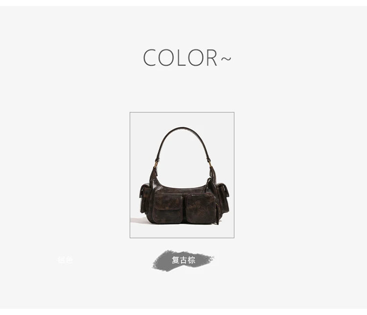 Small Double Pockets Shoulder Bags for Women 2024 New Fashion Trend Designer Underarm Bag Female Handbags and Purses Retro