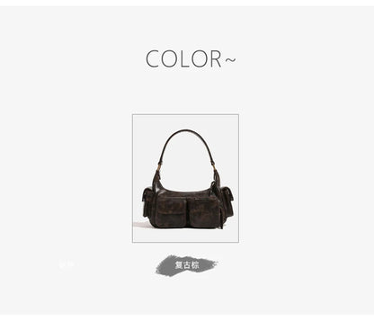 Small Double Pockets Shoulder Bags for Women 2024 New Fashion Trend Designer Underarm Bag Female Handbags and Purses Retro
