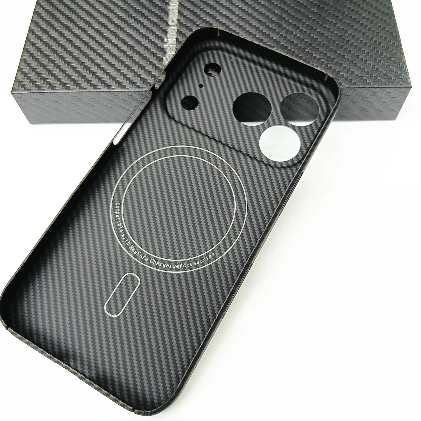 Genuine Aramid Carbon Fiber Mag Safe Magnetic Case For iPhone 17 Pro Max 17Pro Matte Camera Hole Thin Hard Armor Cover