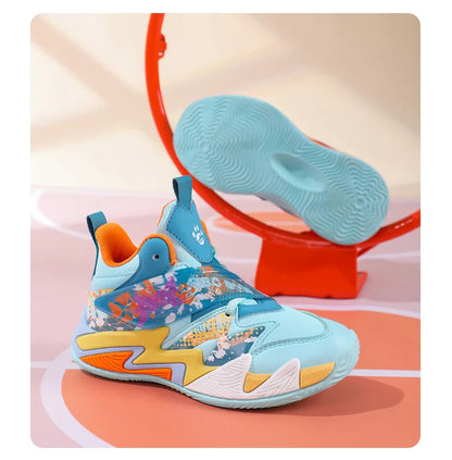 Kids Basketball Shoes Tactical Boots Ankle Support Sneakers Breathable Boys Girls Sports Shoes Shock-absorbing Athletic Shoes