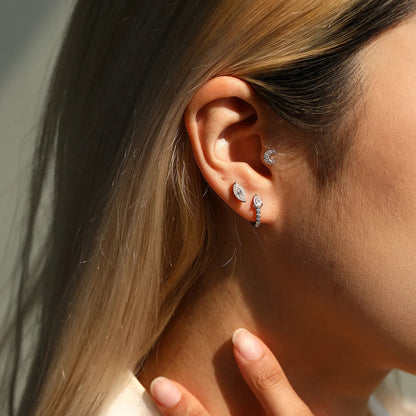 D Color Moissanite Cartilage Earrings 925 Sterling Sliver Retro Pattern Heart Screw Stud Earrings For Women Fine Jewelry