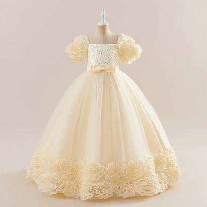 Summer Flower Girls Party Dress Elegant Tulle Bridesmaids Wedding Princess Dresses Girl Gala Birthday Evening Christmas Costumes