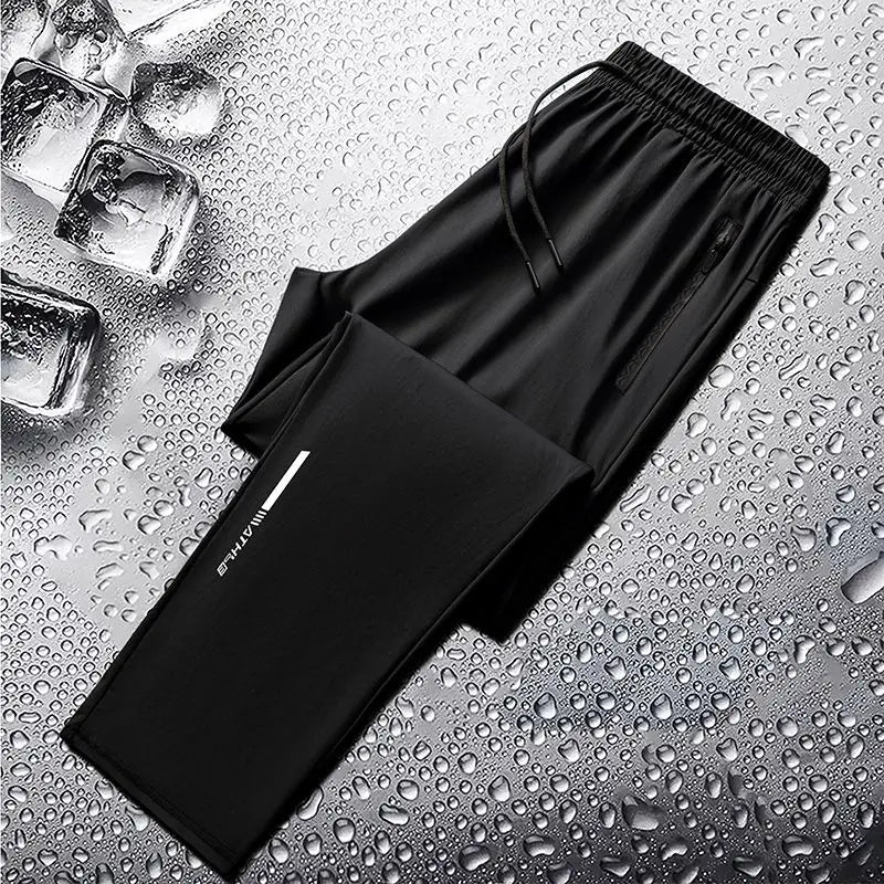 Men's spring and summer ice silk long pants slim fit new loose high elasticity fast drying outdoor running casual pants