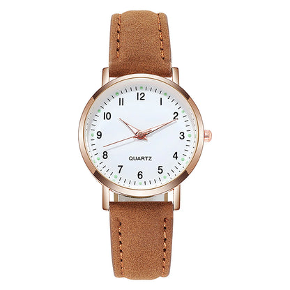 Ladies Diamond-Studded Luminous Retro Female Watch Leather Belt Quartz Watch Women Simplicity Casual Decoration Wristwatches