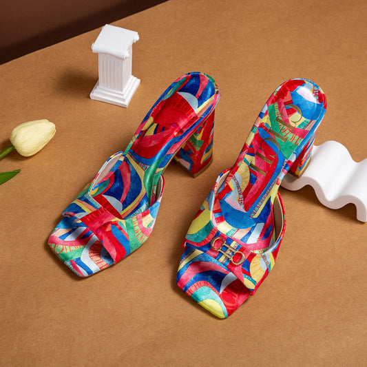 Women's Thick Heel Sandals 2024 Brand New Square Open Toe Sliding Toe Sandals