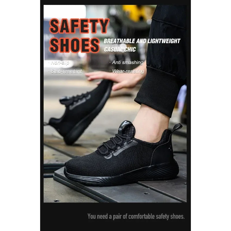 Men's Anti Smashing and Anti Stabbing Lightweight  Comfortable, Breathable  Protective and Safety Shoes