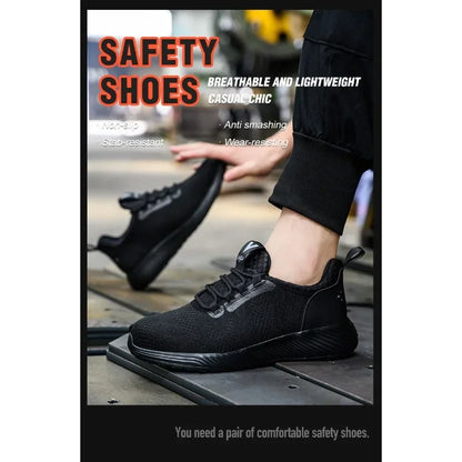 Men's Anti Smashing and Anti Stabbing Lightweight  Comfortable, Breathable  Protective and Safety Shoes