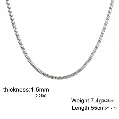 Round Snake Chain Necklace for Women Men Stainless Steel Link Chain 0.9mm 1.2mm 2mm Chains Choker Fashion Jewelry Gifts