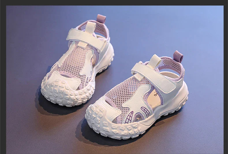 Children's sports sandals 2025new style summer girls' single mesh casual shoes anti-slip boys' closed-toe soft-soled beach shoes