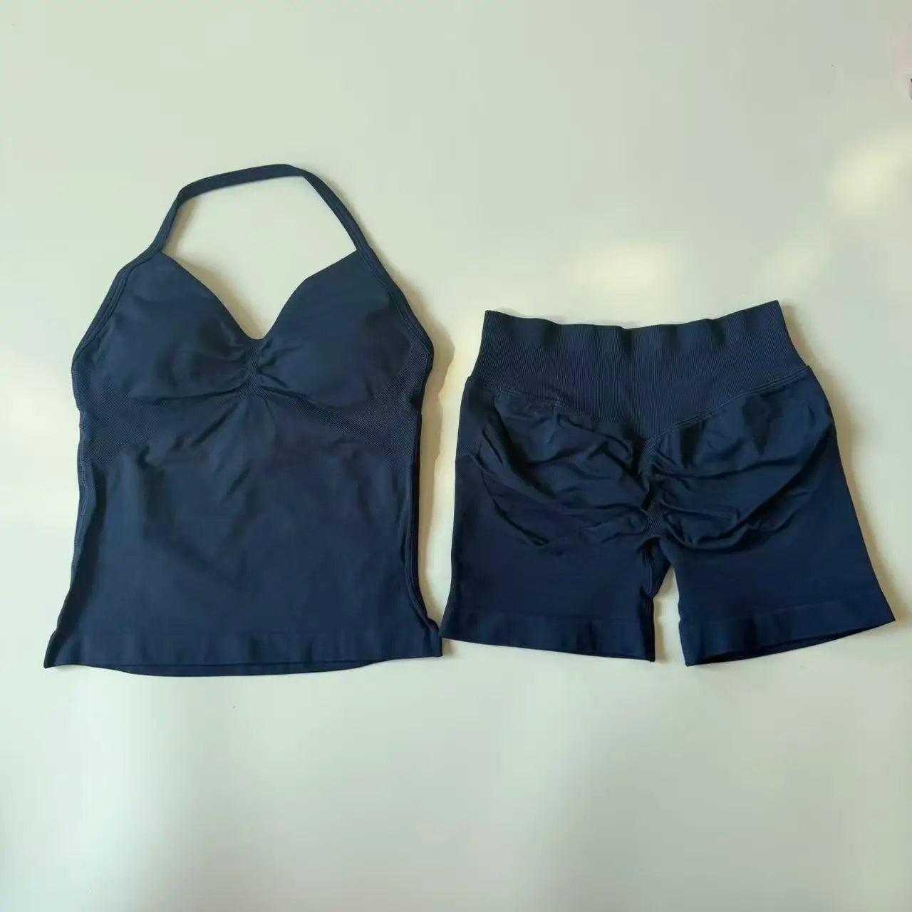 Yoga Set Women Padded Halter Tank Top Scrunch Butt Lifting Gym Shorts Set Summer Sportswear Workout Clothes