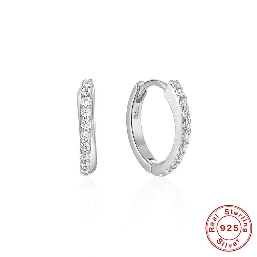 Ins Star Anise 925 Sterling Silver  Earring For Women Hoop Earrings Crystal Fine Jewelry Glossy 18K Gold Mom Gift Trend