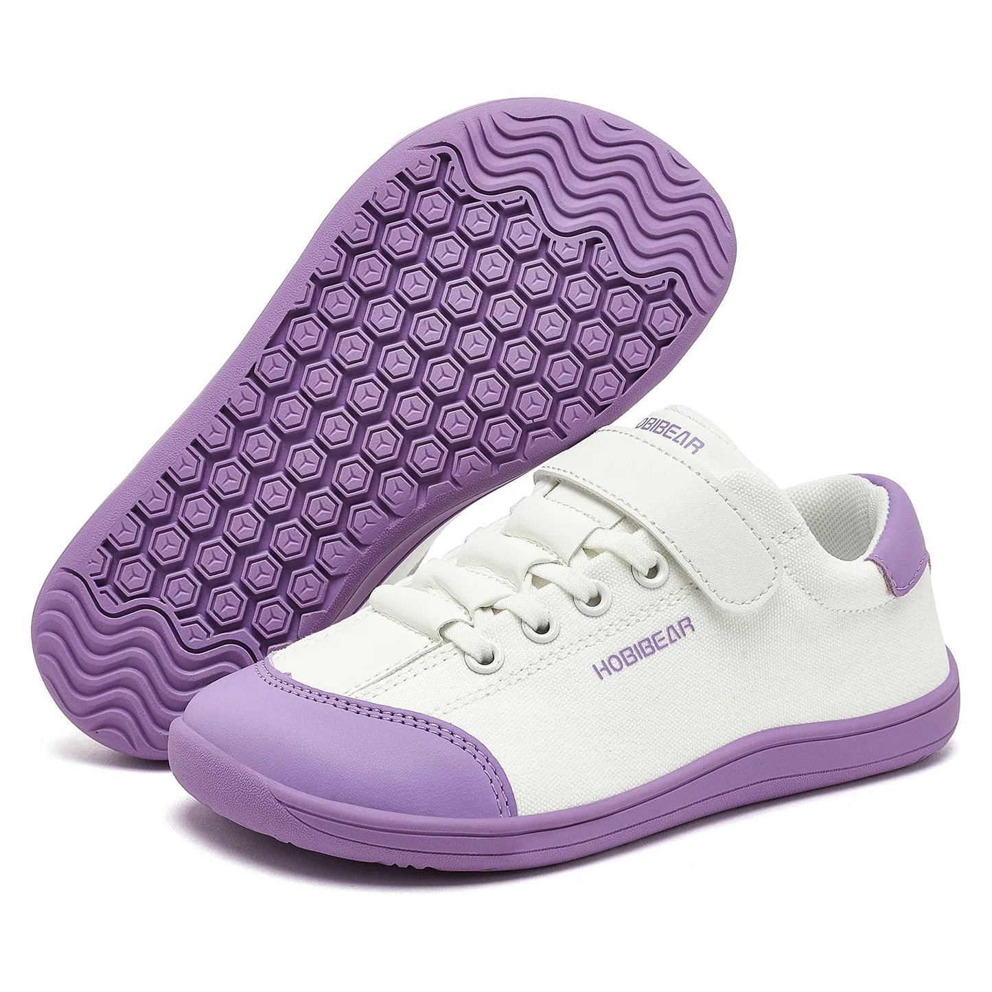 Boys Girls Barefoot Shoes Kids Wide Toe Minimalist Sneakers Lightweight Hook Loop Artificial Leather Fabric Shoes