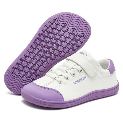 Boys Girls Barefoot Shoes Kids Wide Toe Minimalist Sneakers Lightweight Hook Loop Artificial Leather Fabric Shoes