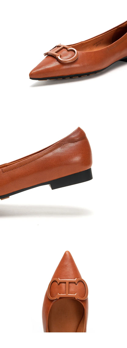 Pointed Toe Design Pure Simple Women's Flat Shoes Wear Comfortable Fashion Solid Women's Casual Shoes Vintage Classic
