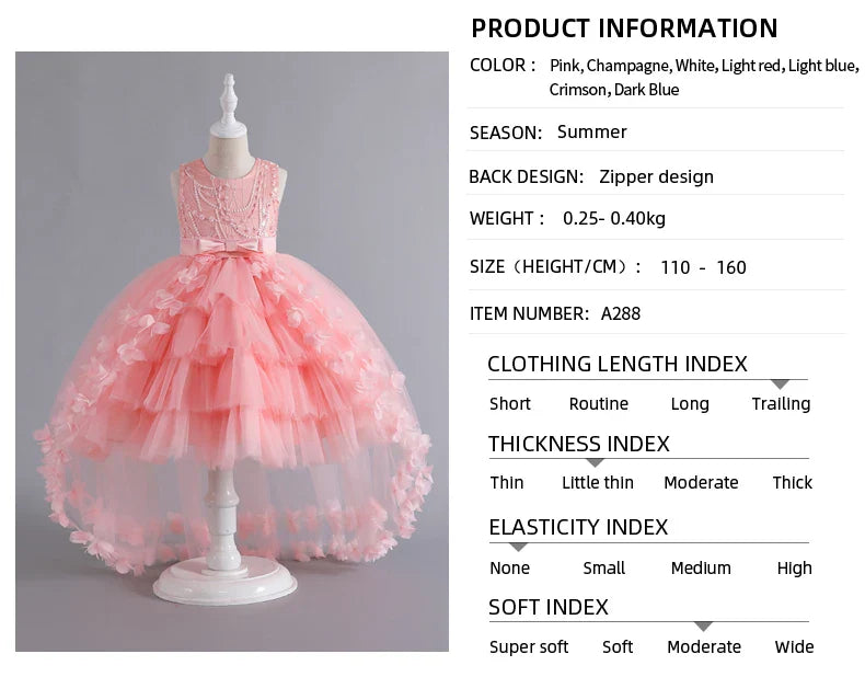 Kids for Girl's 3 to 12 years old Formal Evening Trailing Dress Sleeveless Princess Fluffy Cake Dinner Performance Dance