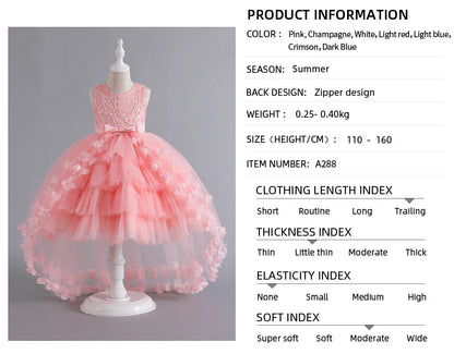 Kids for Girl's 3 to 12 years old Formal Evening Trailing Dress Sleeveless Princess Fluffy Cake Dinner Performance Dance