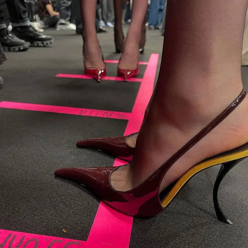 European American Women High Heeled Shoes Woman's Strange Heels Stiletto Summer Sandals Sexy Ladies Shallow Wedding Dance Pumps