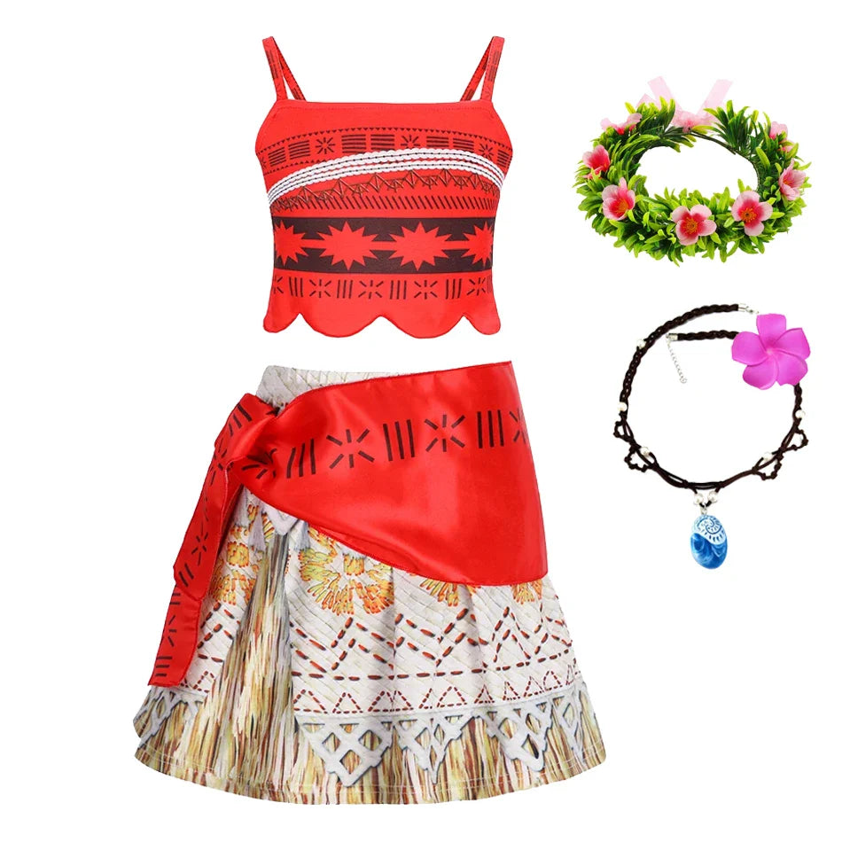 2024 New Movie Moana 2 Girl Dress Halloween Party Costume Princess Fancy Clothes Children Vaiana Outfit Dress