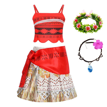 2024 New Movie Moana 2 Girl Dress Halloween Party Costume Princess Fancy Clothes Children Vaiana Outfit Dress