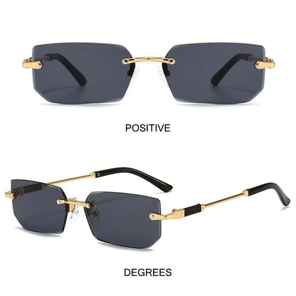 Rimless Rectangle Sunglasses Fashion Y2K Frameless Sun Glasses Shades for Women & Men
