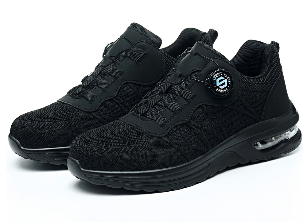 New Men's Rotary Buckle Safety Shoes Anti-Impact Anti-Piercing Lightweight Work Boots Fashion Sporty Design for Outdoor Pro
