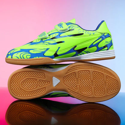 Soccer Shoes with Patent Leather Upper for Kids, Multicolor TF Training Styles