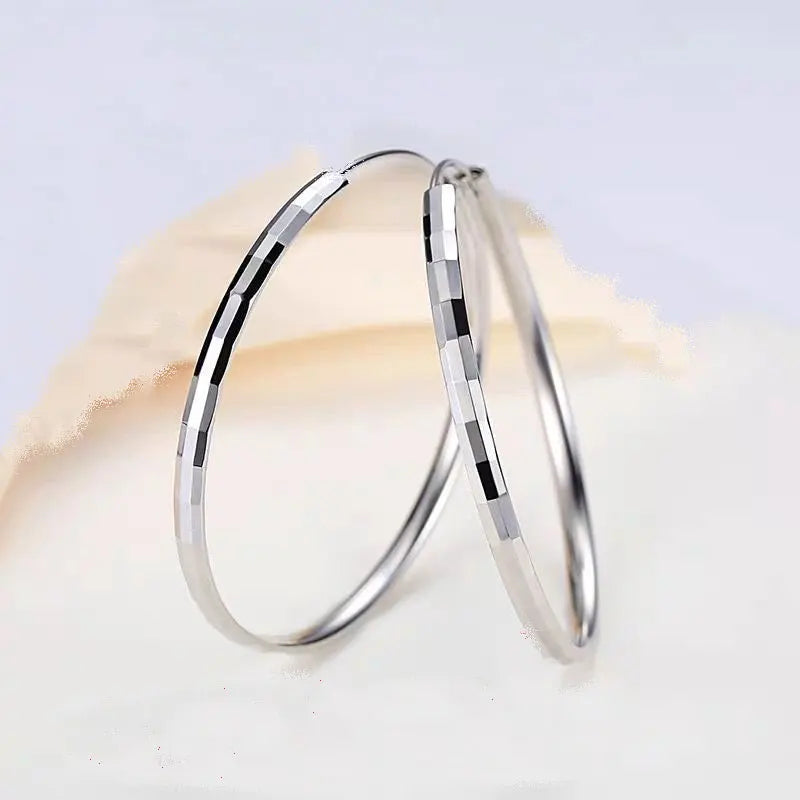 925 Sterling Silver Hoop Earrings For Women 18K Gold Plated Jewelry Dazzling Women's Hoops Earrings Christmas Gifts