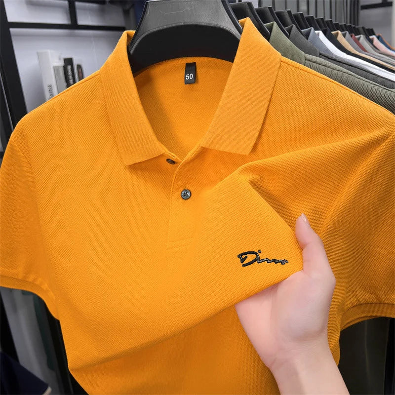 cotton100% hot sale men's new short sleeve polo shirt summer lapel letter printing ventilate t-shirt business classic mans wear
