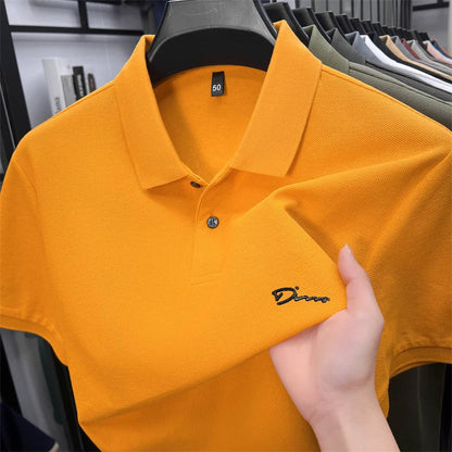 cotton100% hot sale men's new short sleeve polo shirt summer lapel letter printing ventilate t-shirt business classic mans wear
