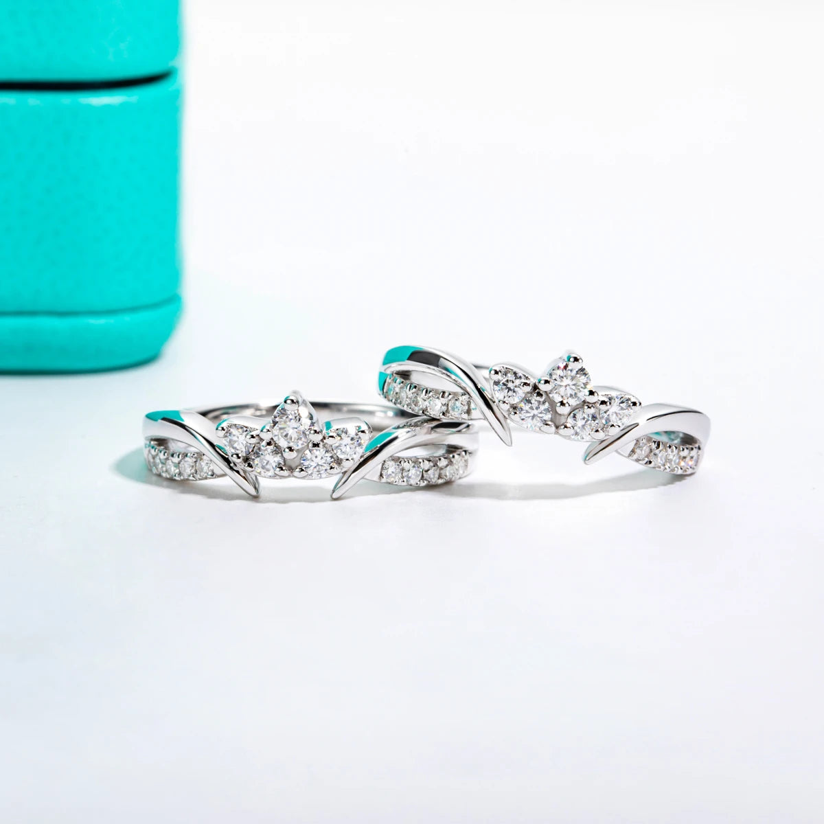 Moissanite Wedding Band Set 925 Sterling Silver D Color Lab Created Diamond Crown Bridal Ring Set For Women Jewelry