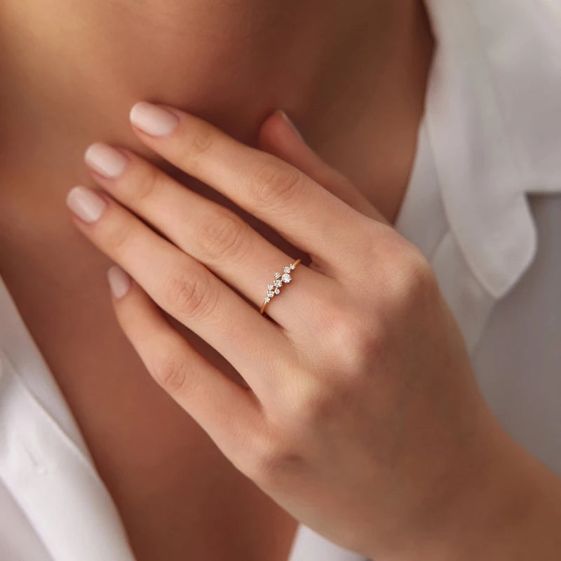 Aliança Moissanite de Prata 925 para Mulheres, Anel de Diamante de Laboratório Brilhante, Joia Fina, Presente