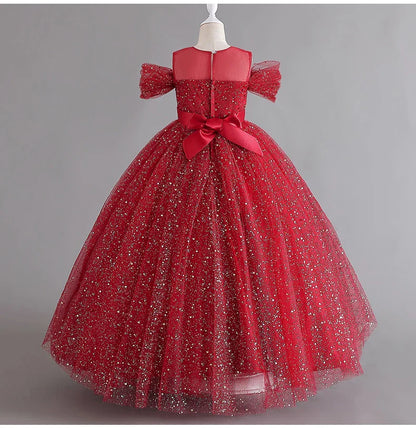 1308 Baby Dresses For Eid 2023 Girls' Sleeveless Mesh Puffy Princess Length Rainbow Skirt Dinner Piano Performance
