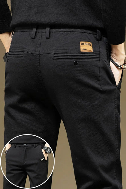 Men's Pants Casual Cotton Solid Color Spring Autumn Straight Business Work Pants High Quality Fashion Black Grey Trousers
