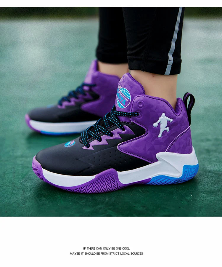 Fashion Brand Basketball Shoes Boy Kid Trainers Non-slip Children's Sports Shoes Outdoor Leather Basketball Sneakers Kids Girls