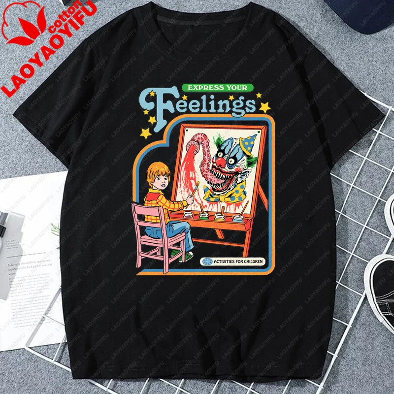 Let's Sacrifice Toby Horror Satanist Graphic Tops Unique Creative Cartoon Streetwear Unisex Scary Short-sleev Tee Ropa Hombre