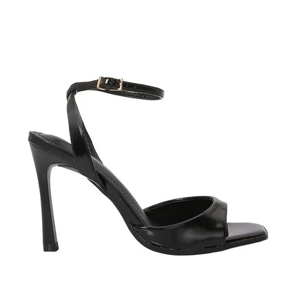 Black Sexy Heels Women Summer Elegant Party Dress Sandals Fashion Square Toe Naked Strap Designer Thin Heels Pumps Zapatos Mujer
