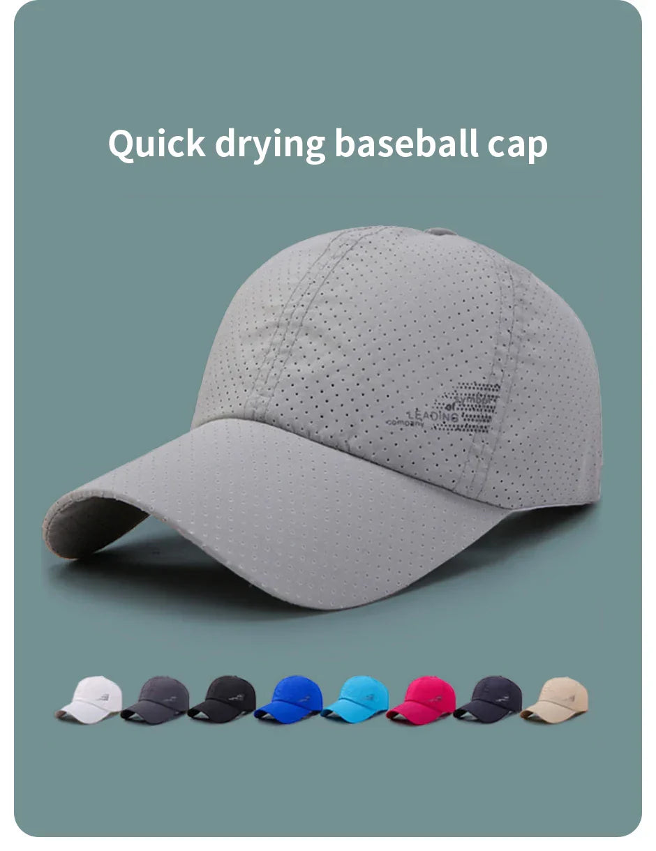 Quick Dry Baseball Cap Outdoor Sports Mesh Breathable Hat For Men Portable Hiking Fishing Sunbonnet Golf Adjustable Cap