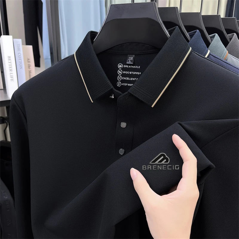 Men's long sleeved T-shirt shirt collar polo shirt 2025 spring autumn new casual wear horse logo