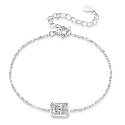 1/2CT Emerald Radiant Cut Moissanite Bracelets for Women Men Adjustable 15-20cm Chain 925 Sterling Silver Jewelry Fine